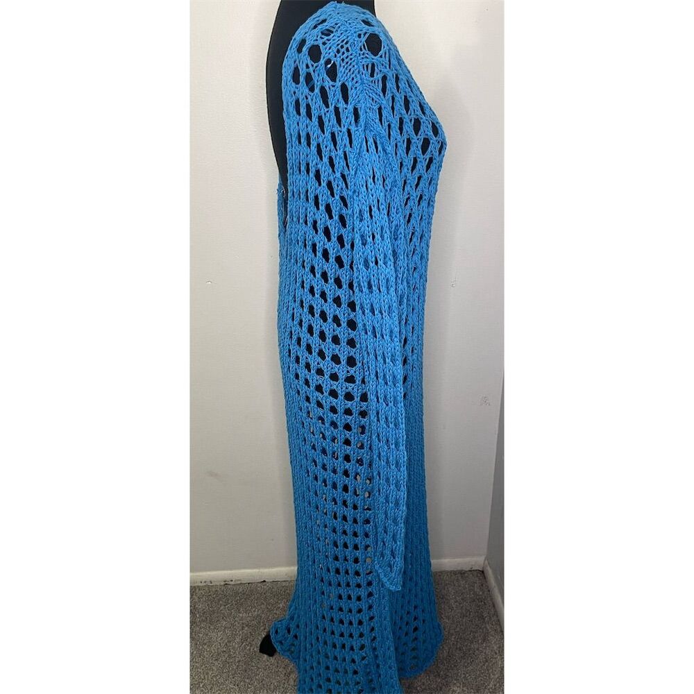 NWT Free People Sabara Sweater MIDI Sz Medium oversized Malibu blue $98 sold out - Picture 5 of 11